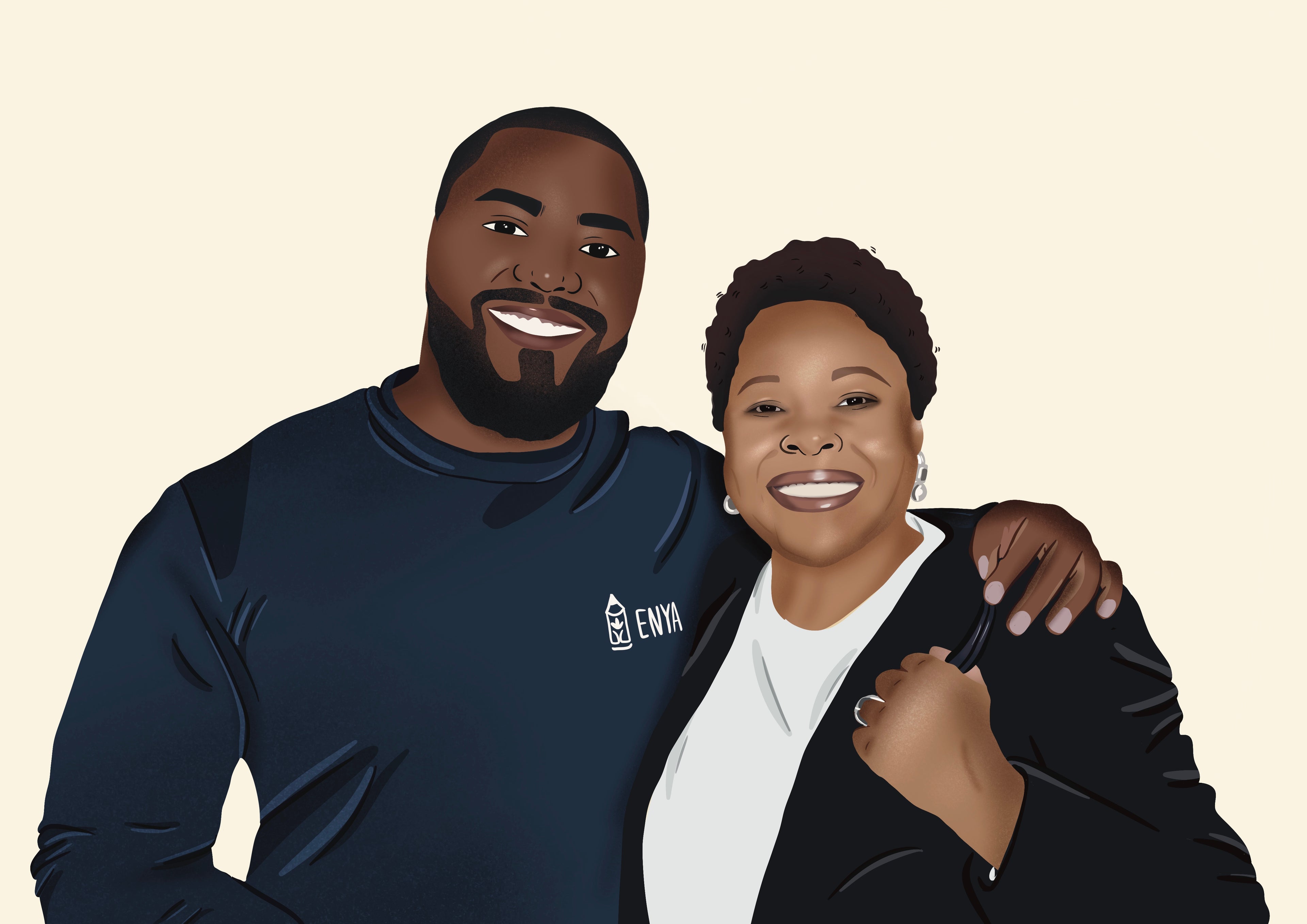 Portrait illustré d’un fils et sa mère 