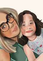 Portrait personnalisé d’une mère et sa fille